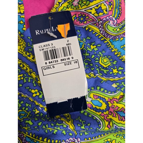 NWT Ralph Lauren Y2K Girls size 16 Blue Paisley Halter Dress - Picture 13 of 14